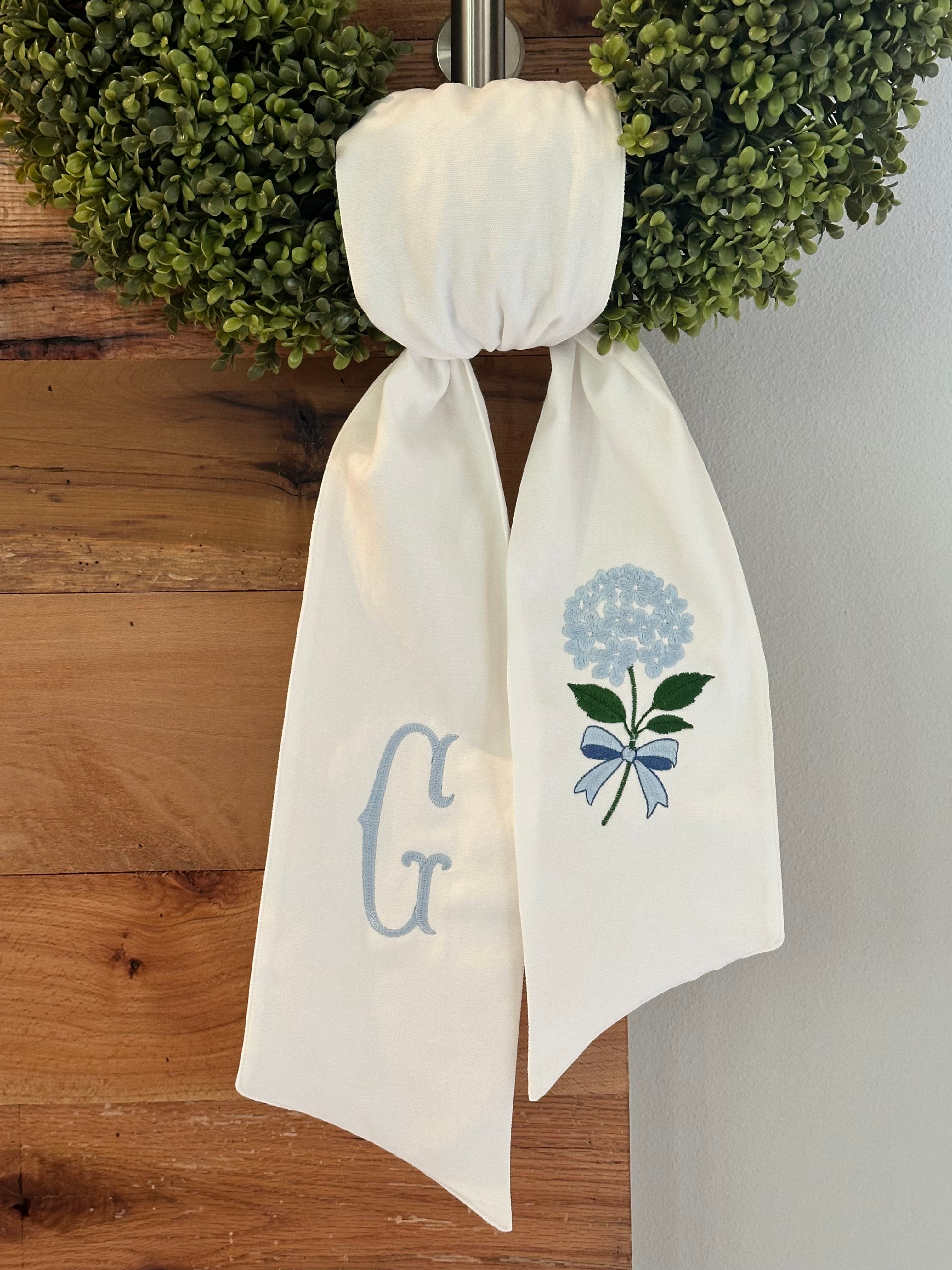 Personalized Hydrangea Wreath Sash