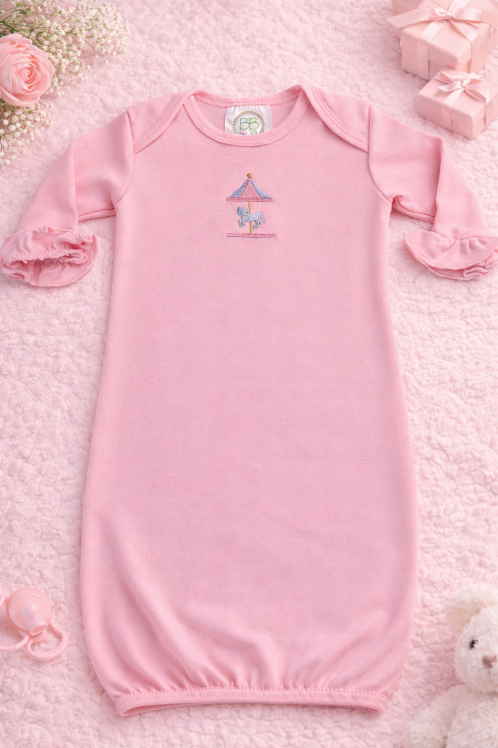 Girls Personalized Long Sleeve Ruffle Gown