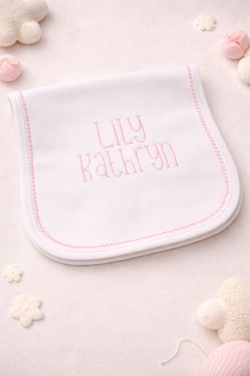 Girls Picot Trim Burp Cloth