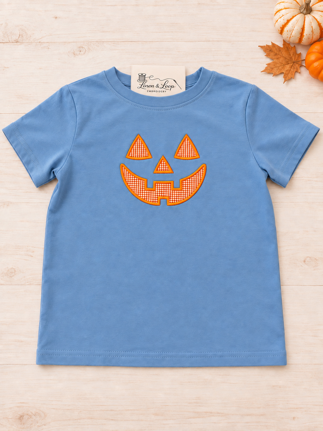 Boys’ Gingham Jack-O’-Lantern Appliqué Tee