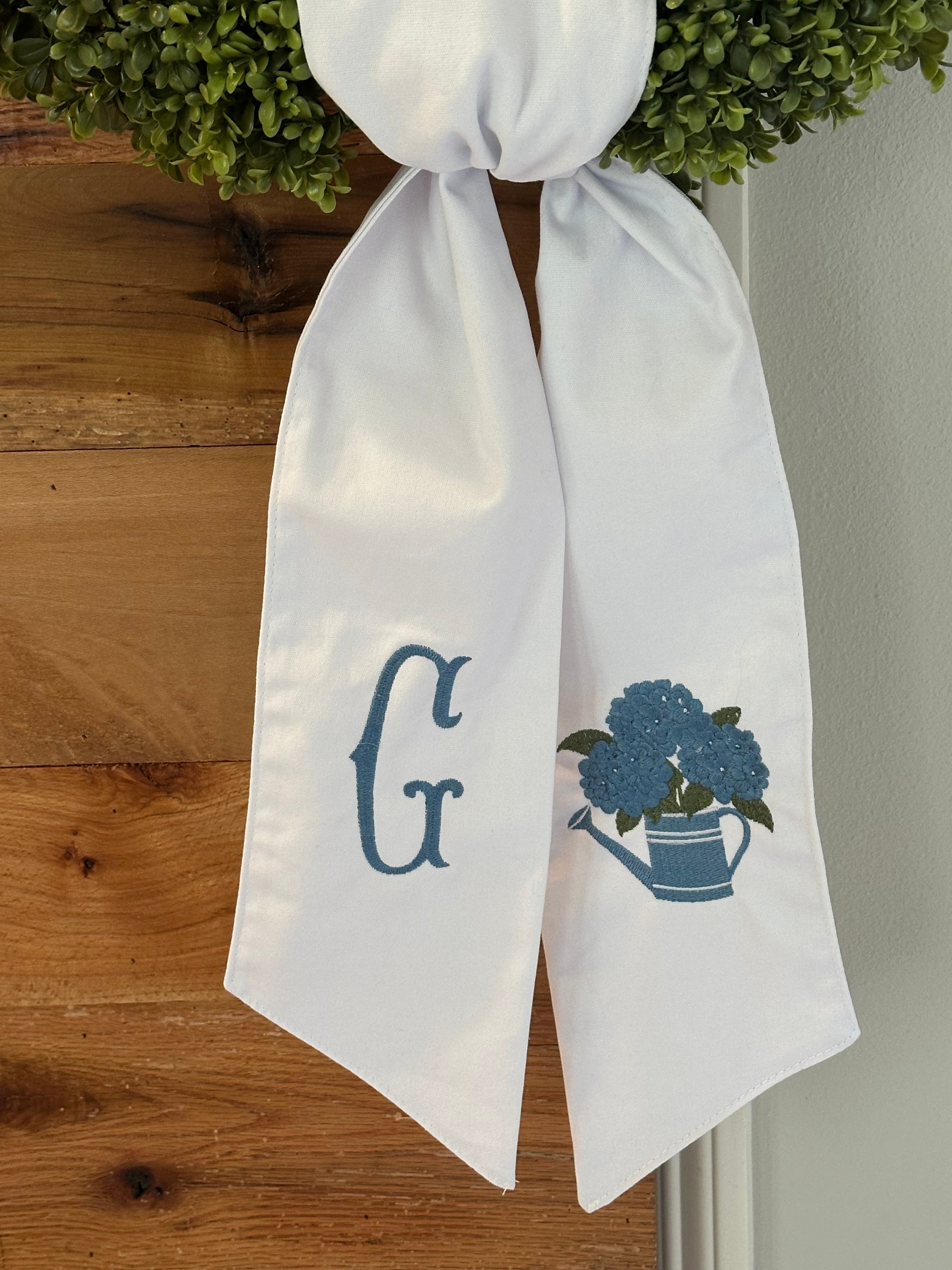 Hydrangea Watering Can Wreath Sash