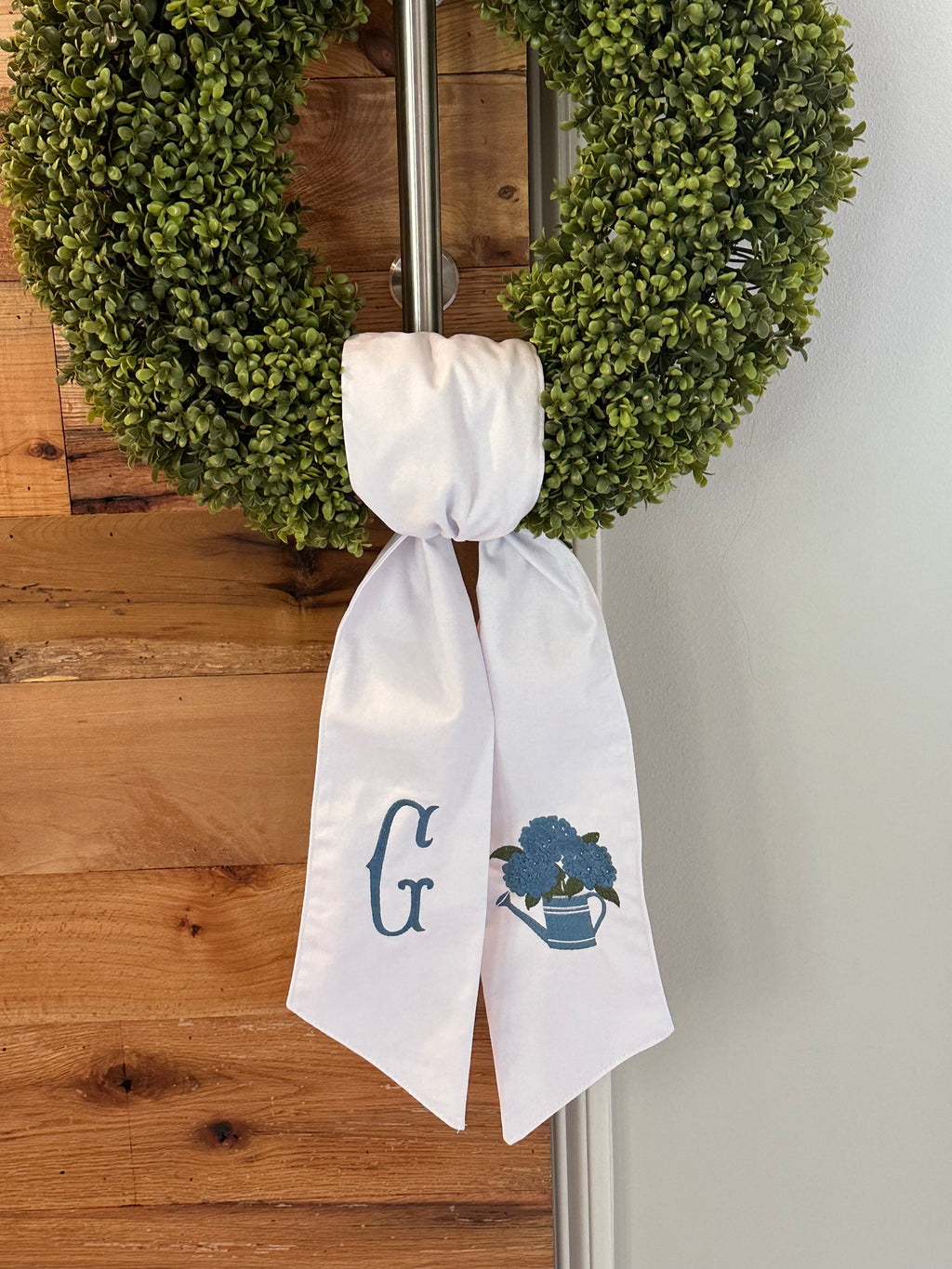 Hydrangea Watering Can Wreath Sash