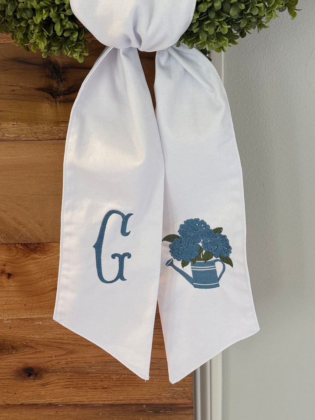 Hydrangea Watering Can Wreath Sash