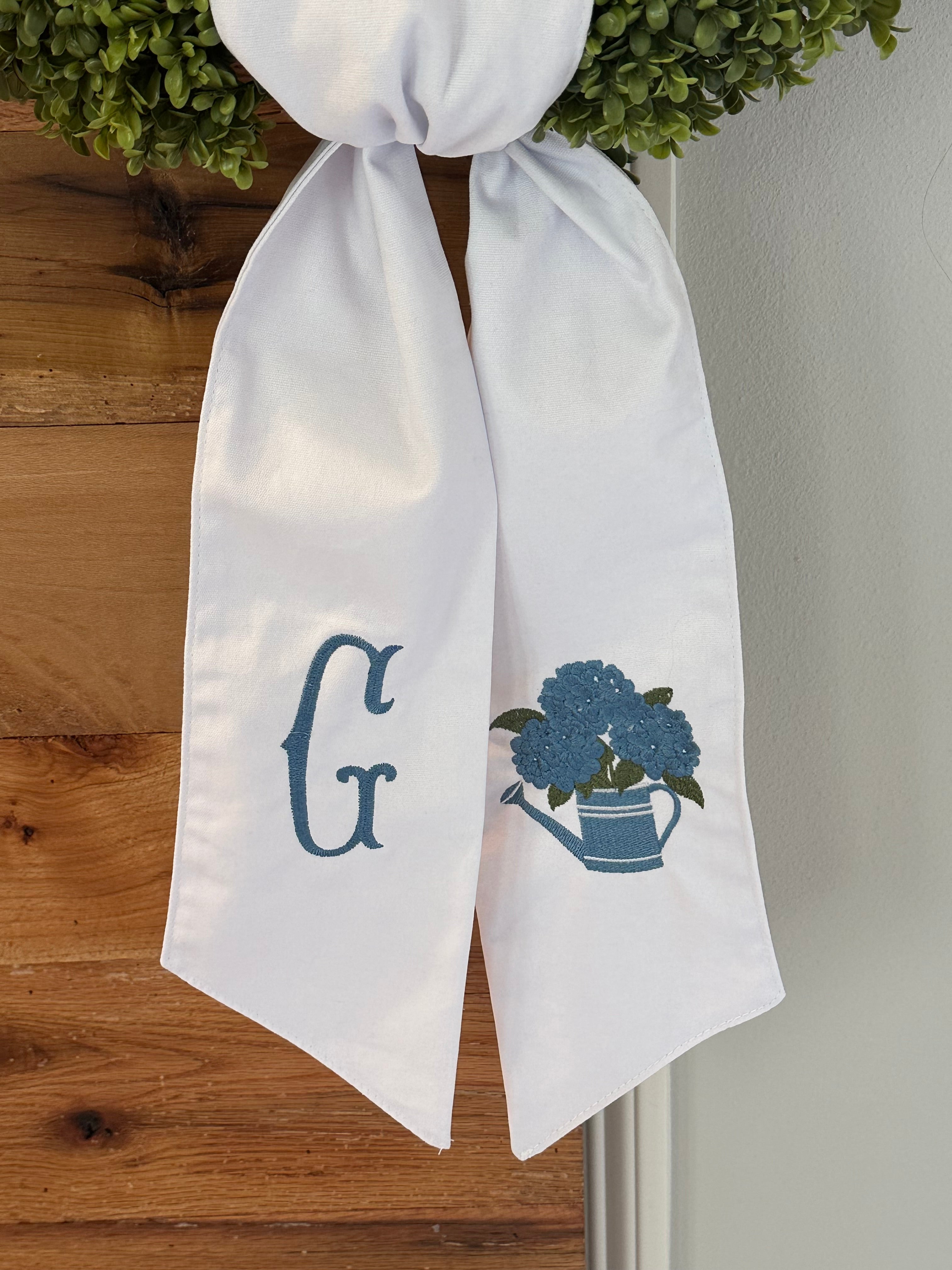 Hydrangea Watering Can Wreath Sash
