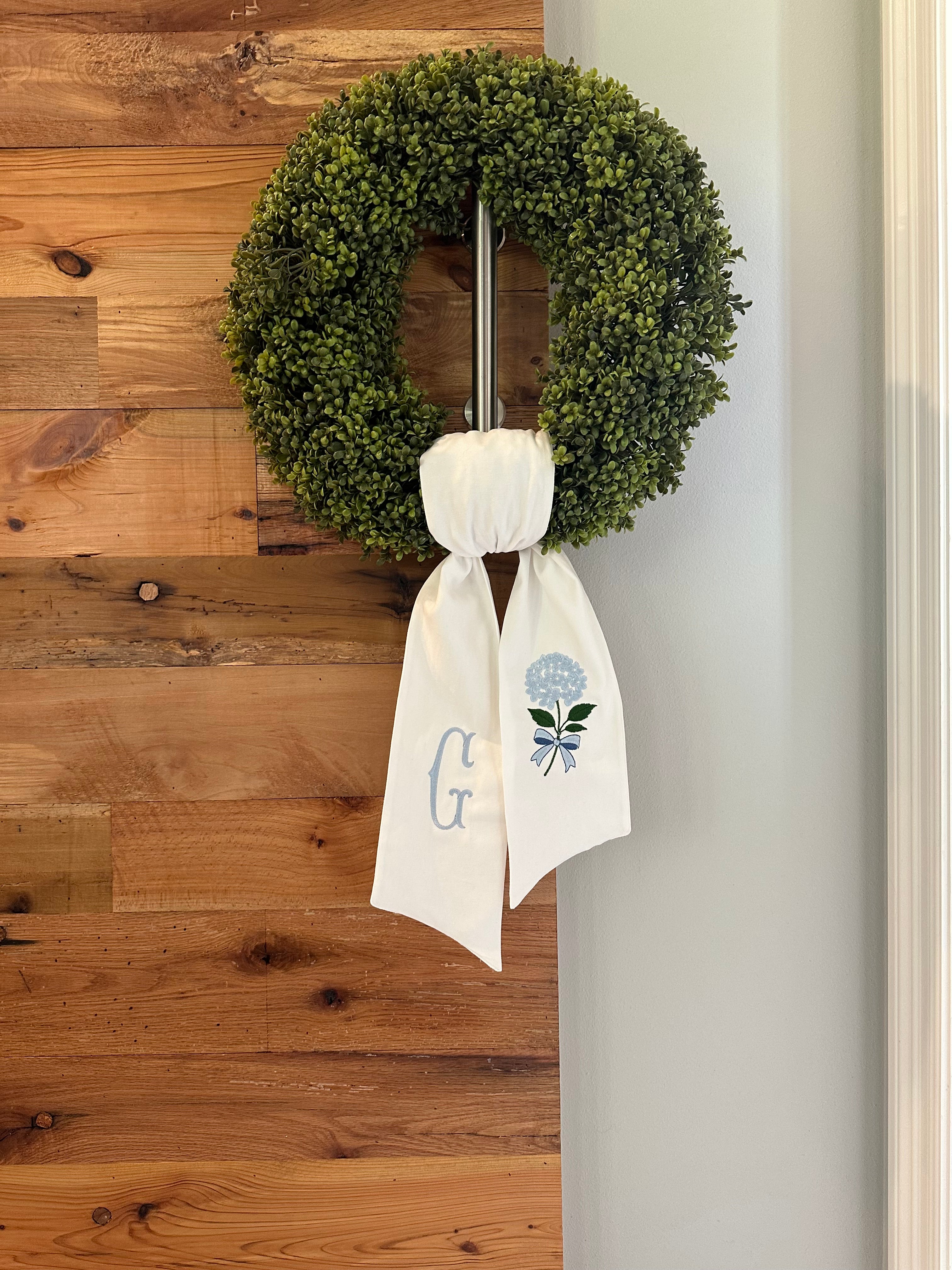 Personalized Hydrangea Wreath Sash
