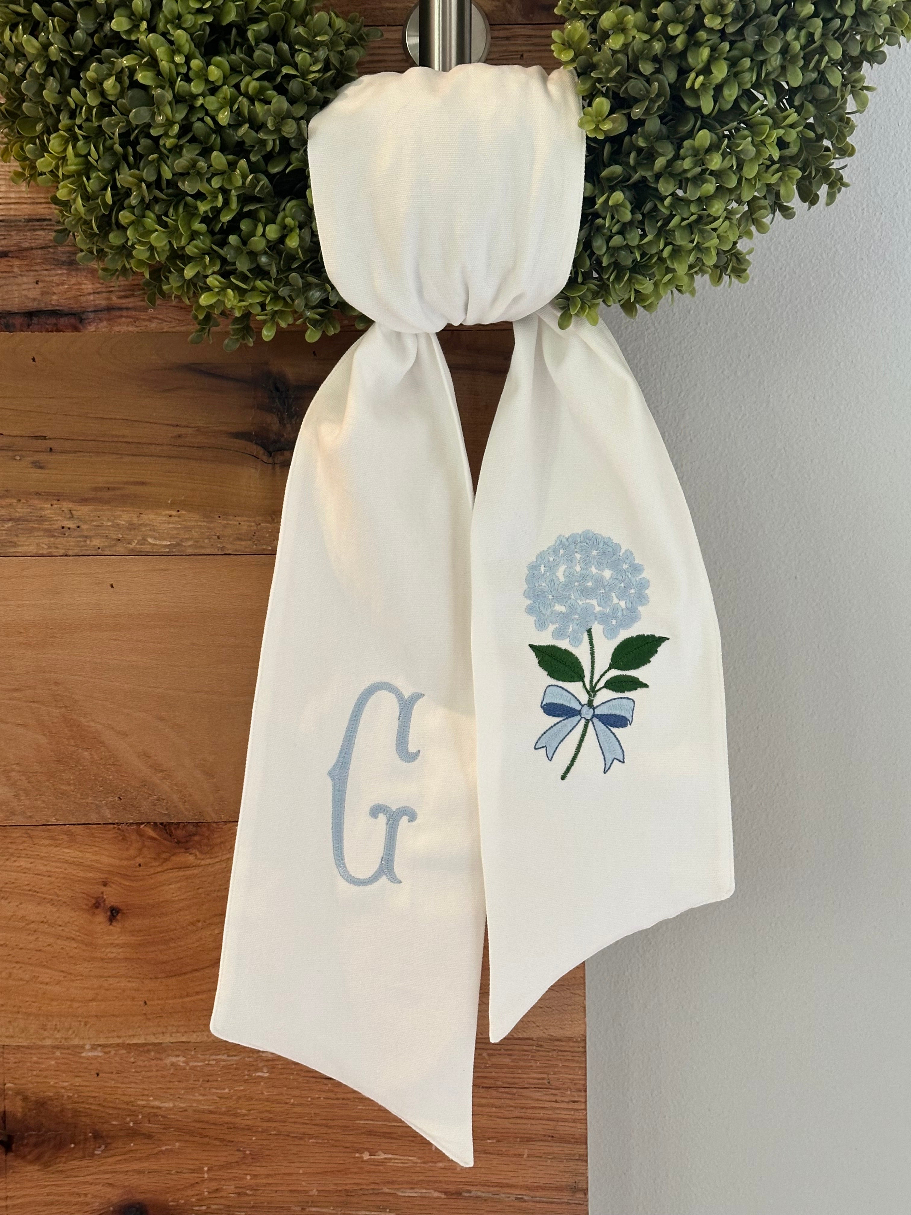 Personalized Hydrangea Wreath Sash