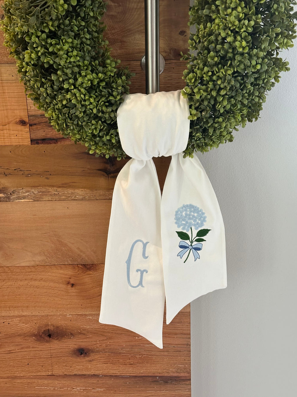 Personalized Hydrangea Wreath Sash