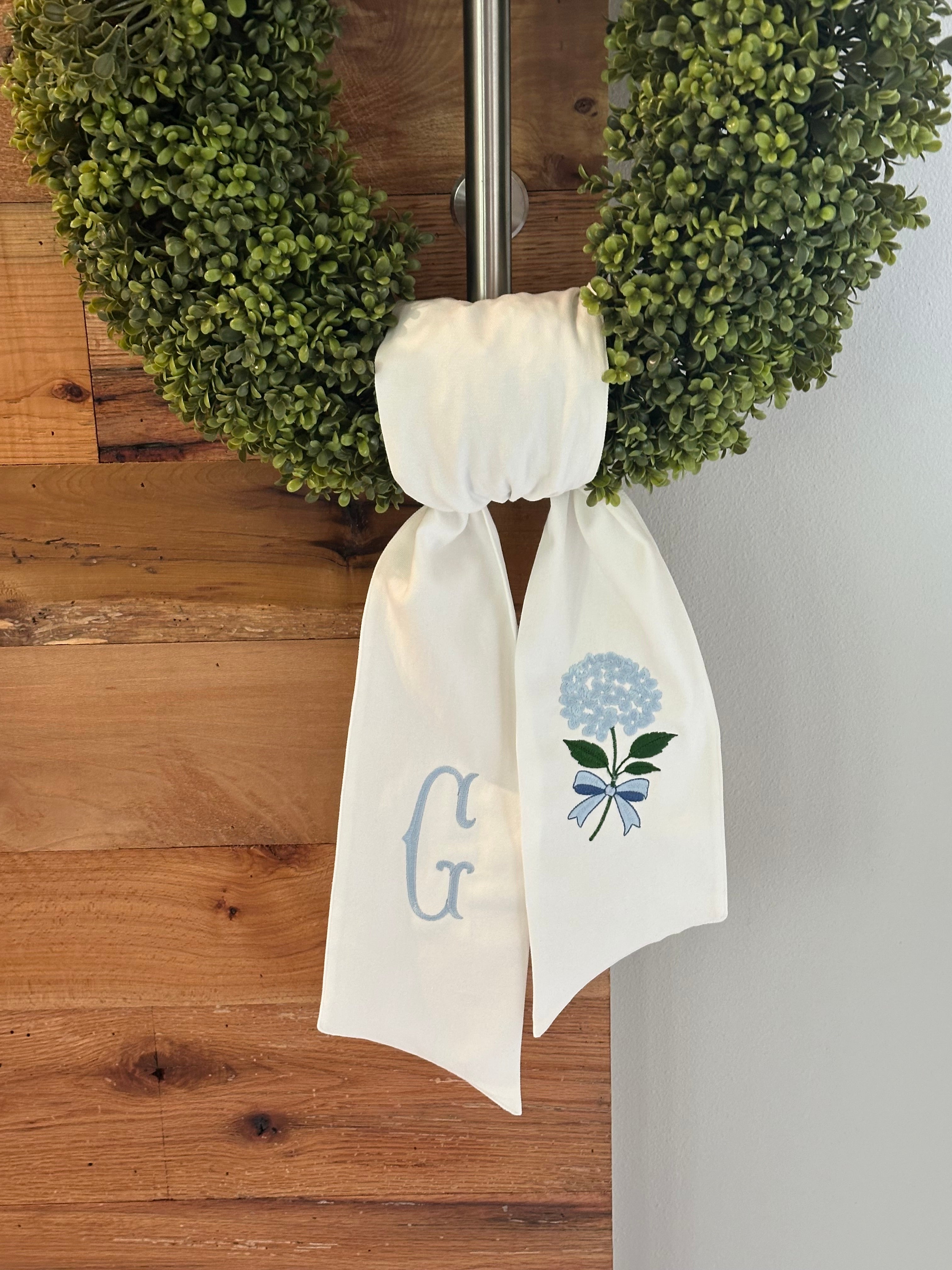 Personalized Hydrangea Wreath Sash