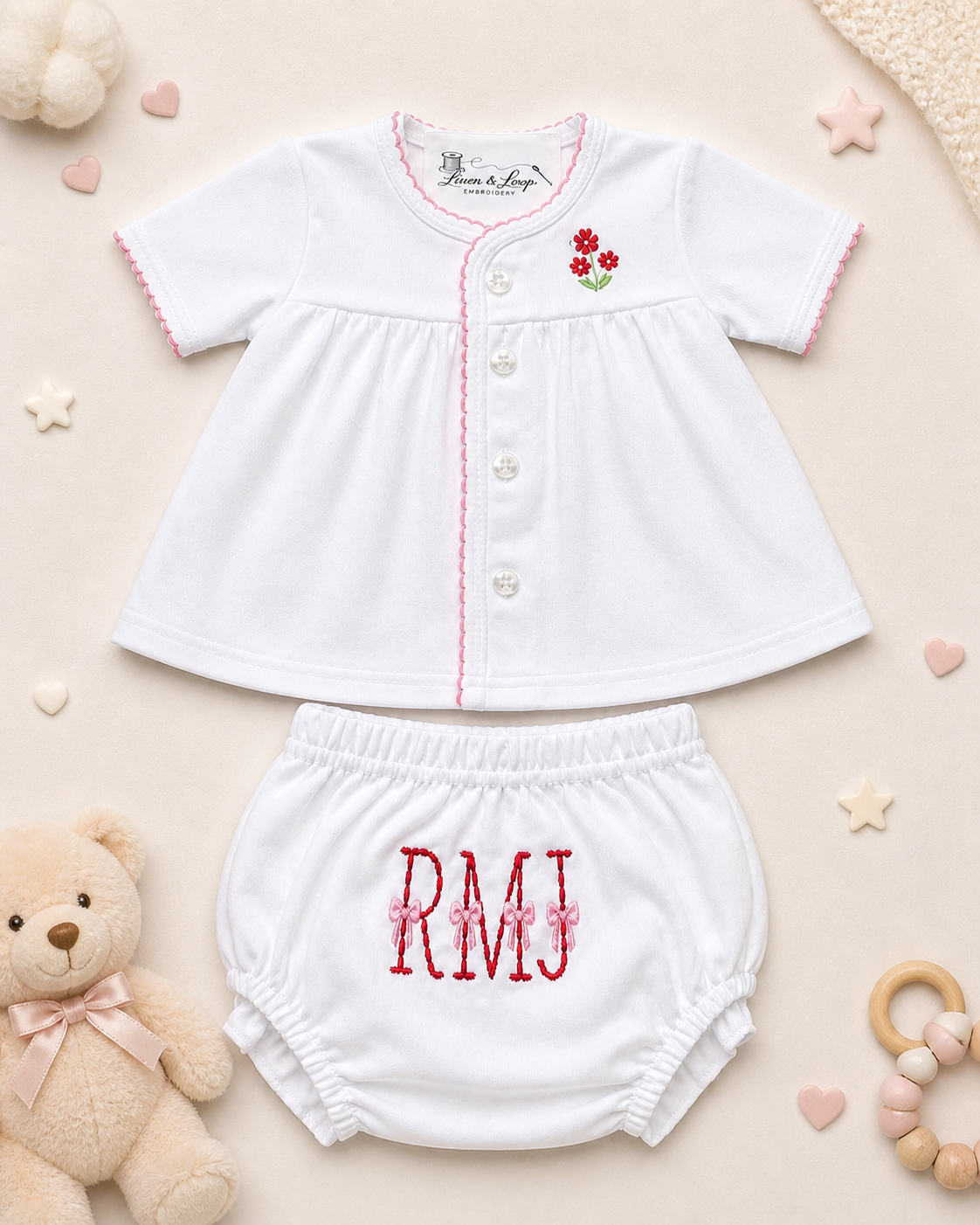 Personalized Classic Knit Top and Bloomer Set