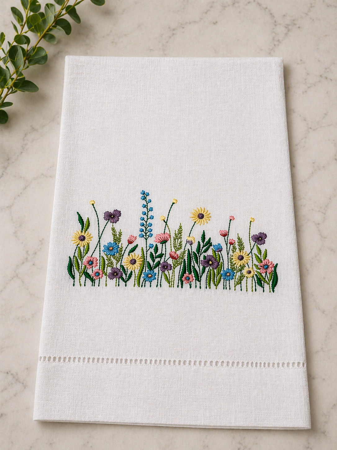 Wildflower Garden Linen Tea Towel