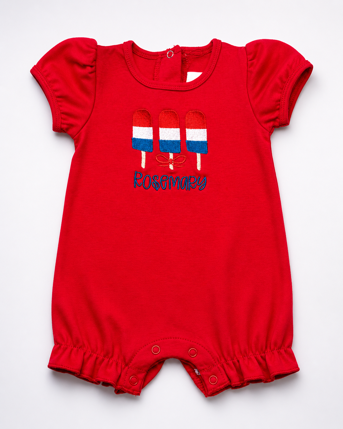 Red, White, and Cute Bubble Romper