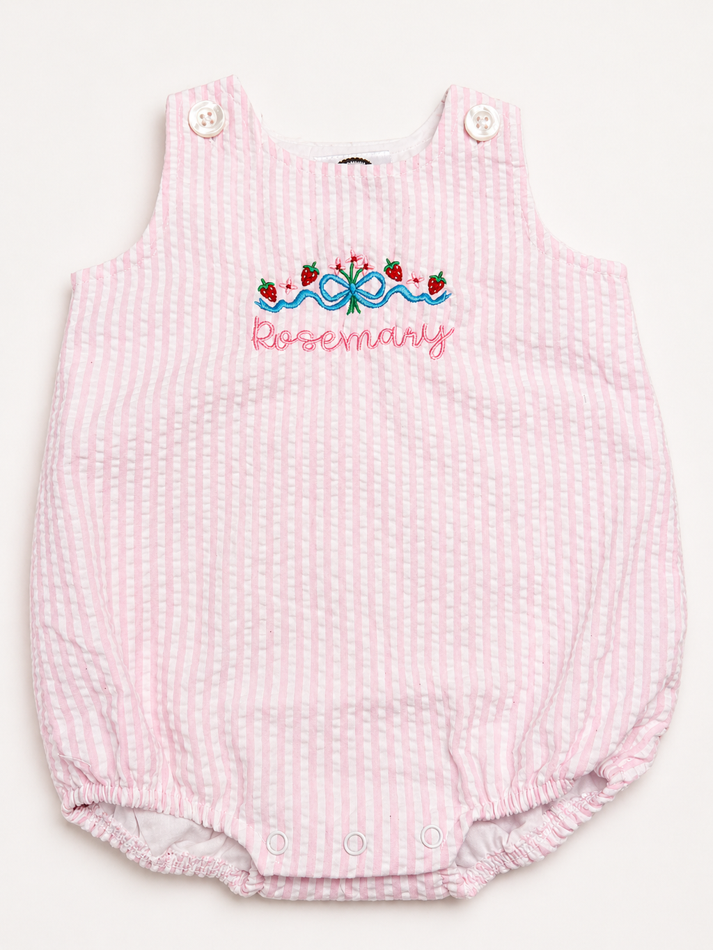 Personalized Pink Seersucker Bubble