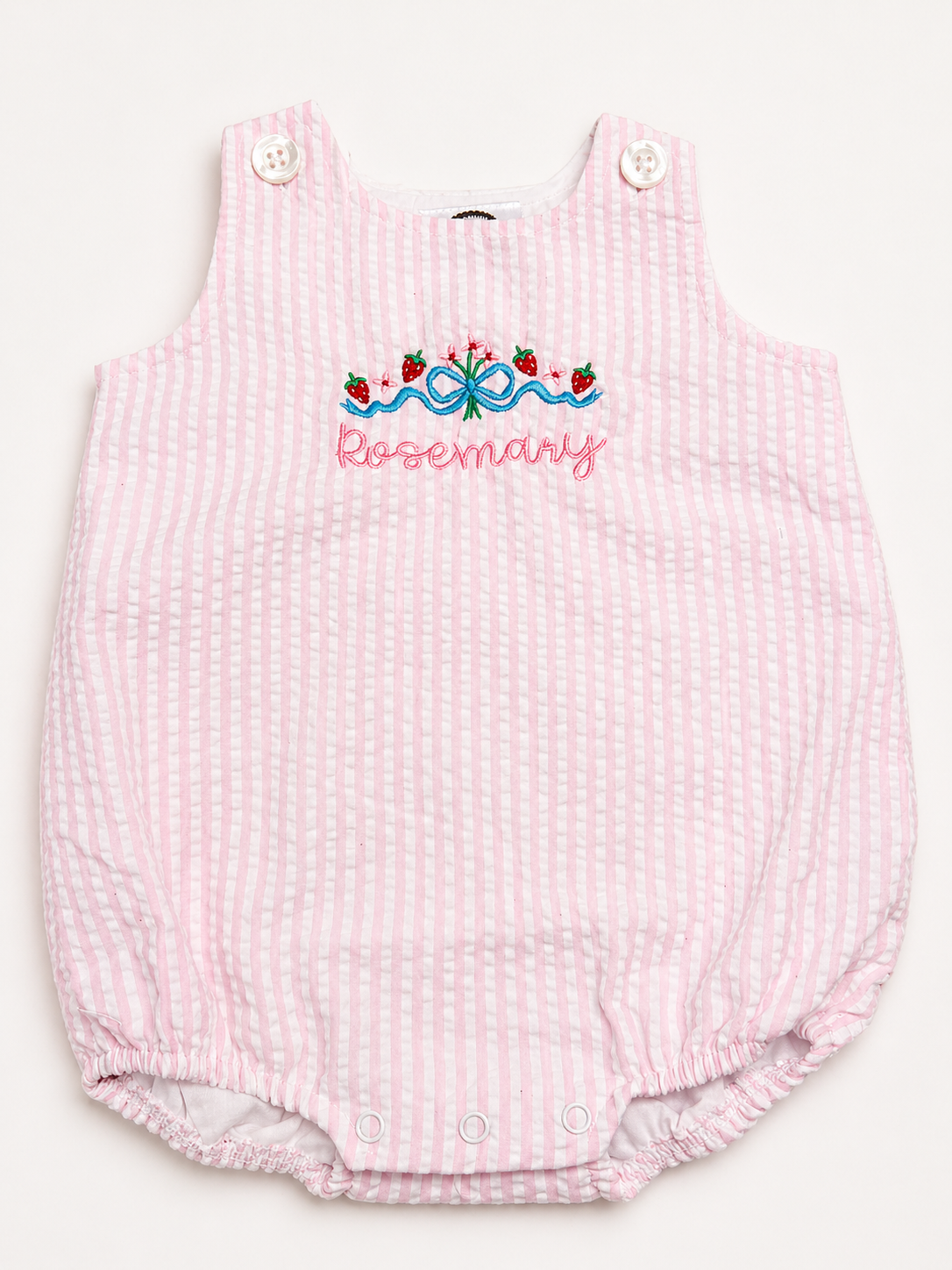Personalized Pink Seersucker Bubble