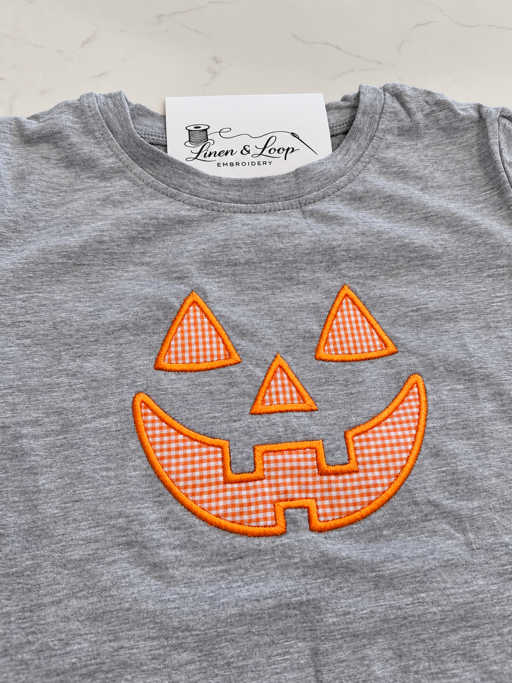 Boys’ Gingham Jack-O’-Lantern Appliqué Tee