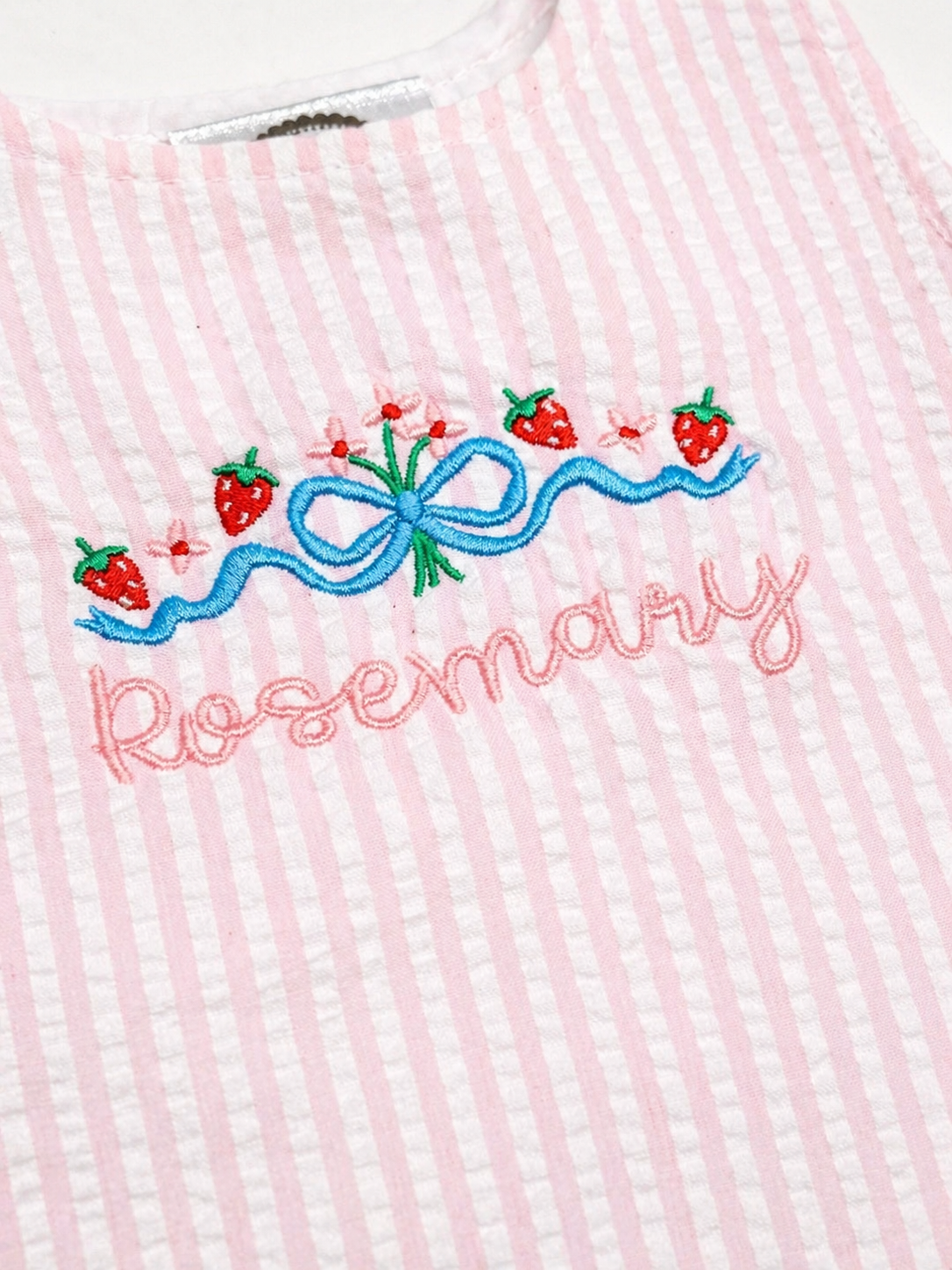 Personalized Pink Seersucker Bubble