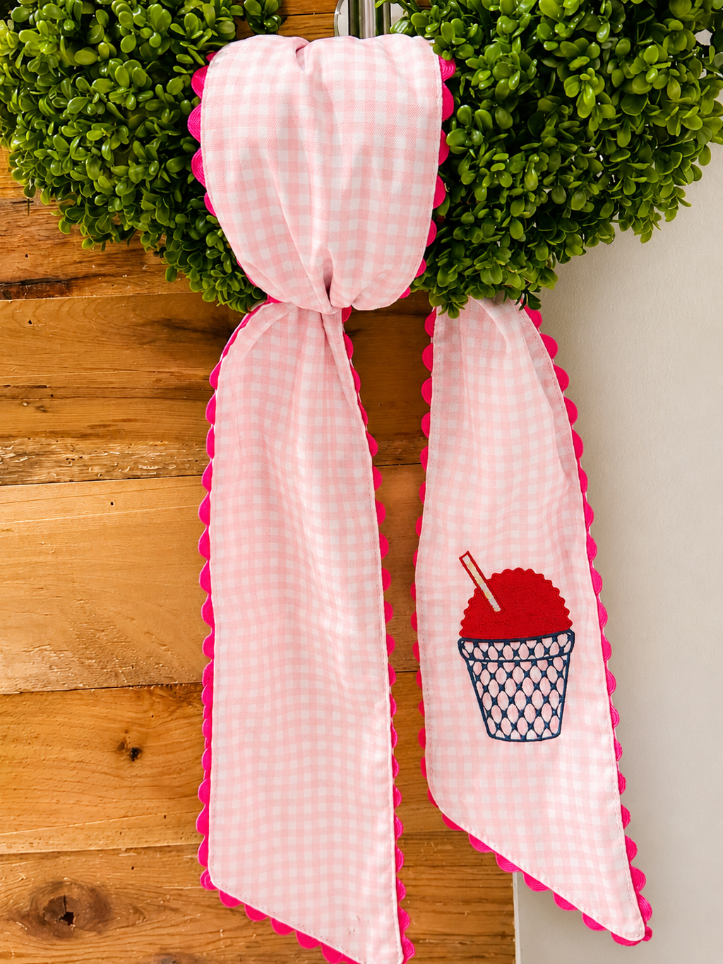 Pink Snowball Summer Wreath Sash