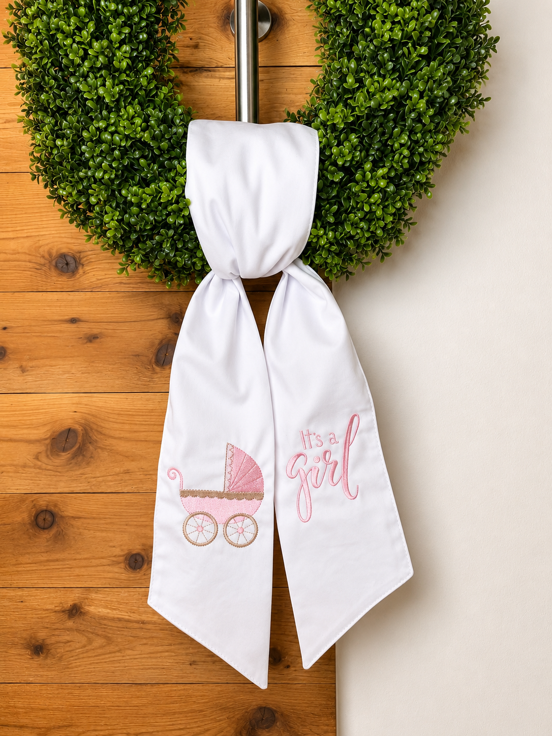 Personalized Baby Announcement Wreath Sash