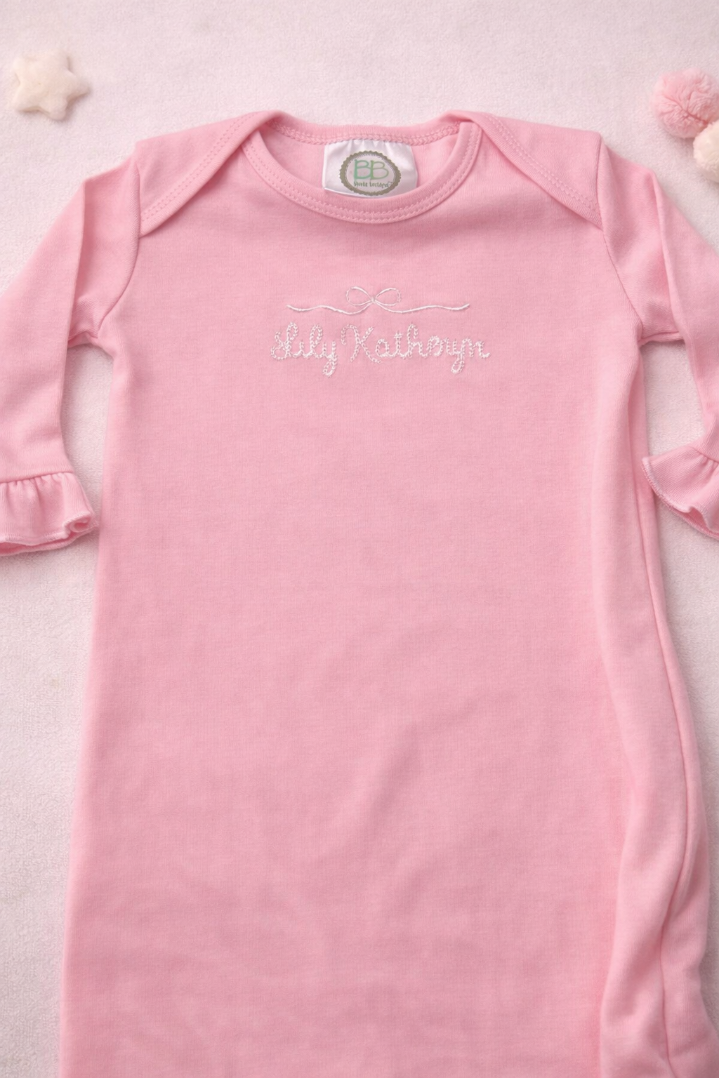 Girls Personalized Long Sleeve Ruffle Gown