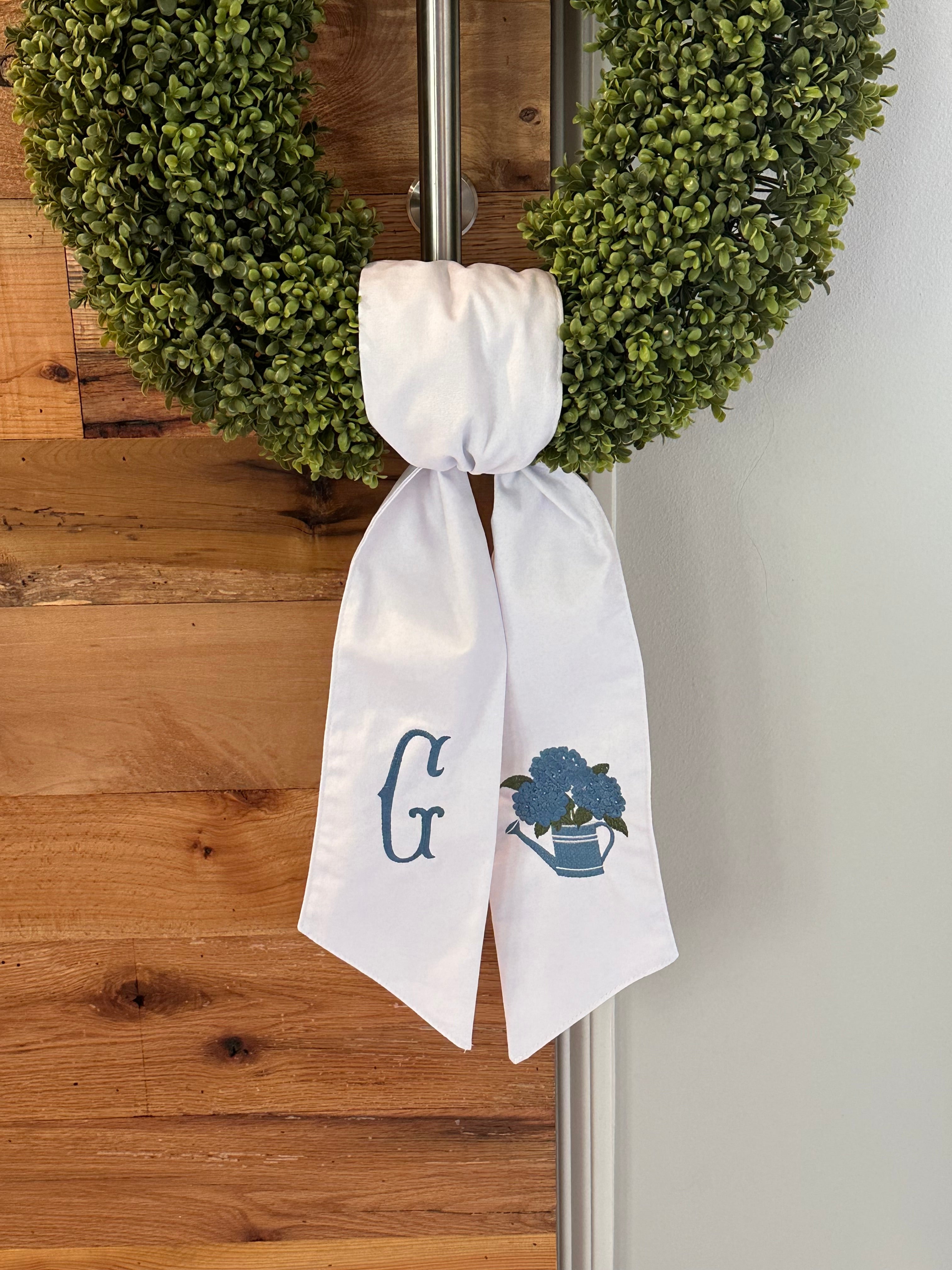 Hydrangea Watering Can Wreath Sash