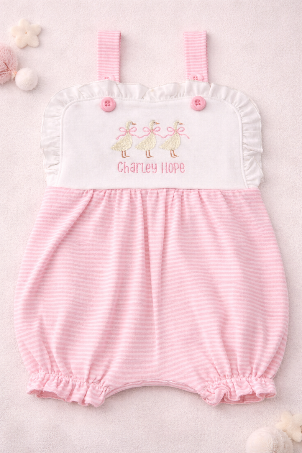 Girls Ruffle Legged Bubble Romper