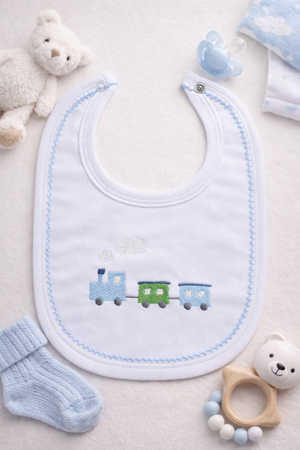 Boys Picot Trim Bib
