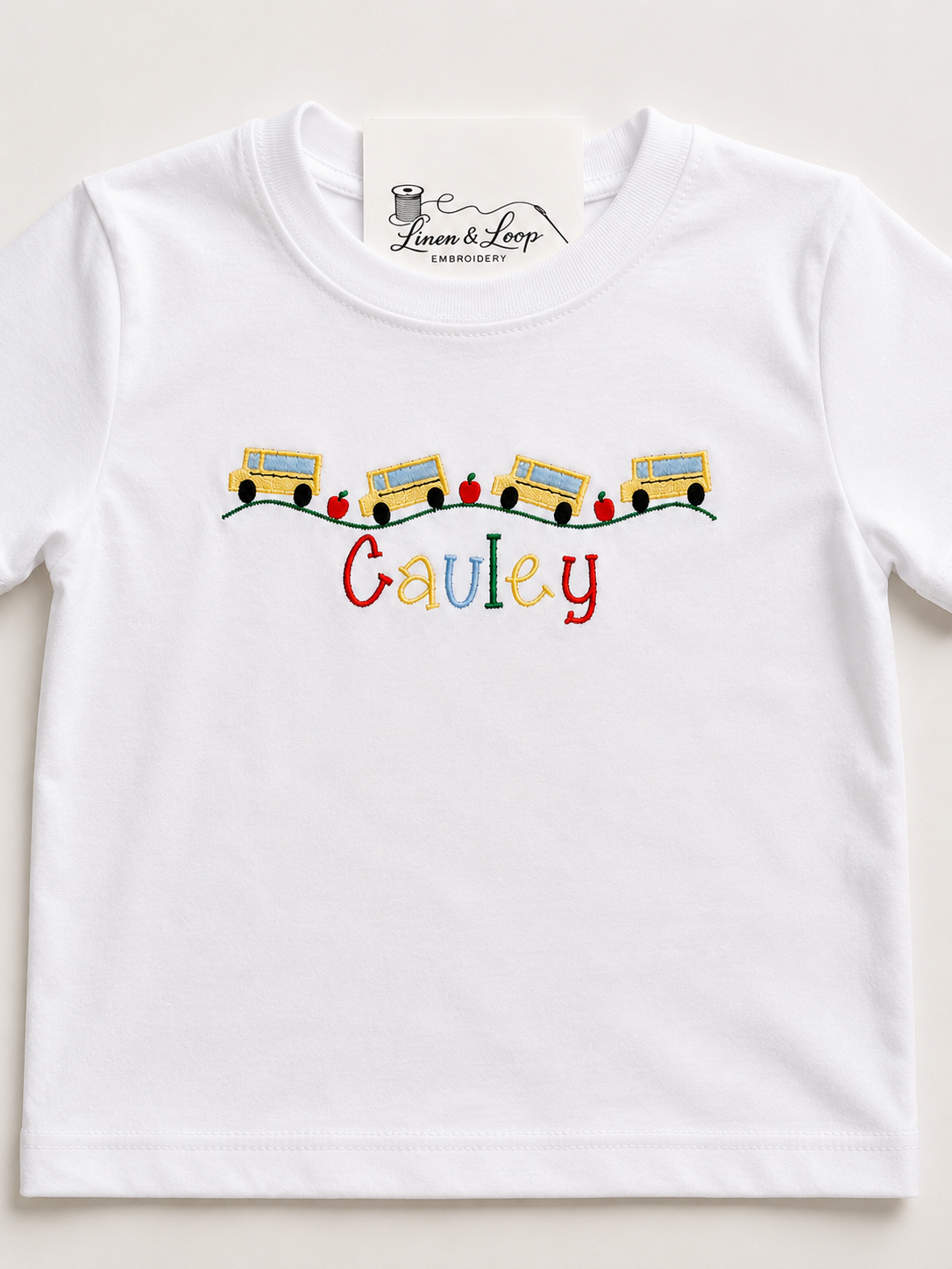 Personalized School Bus Embroidered Tee